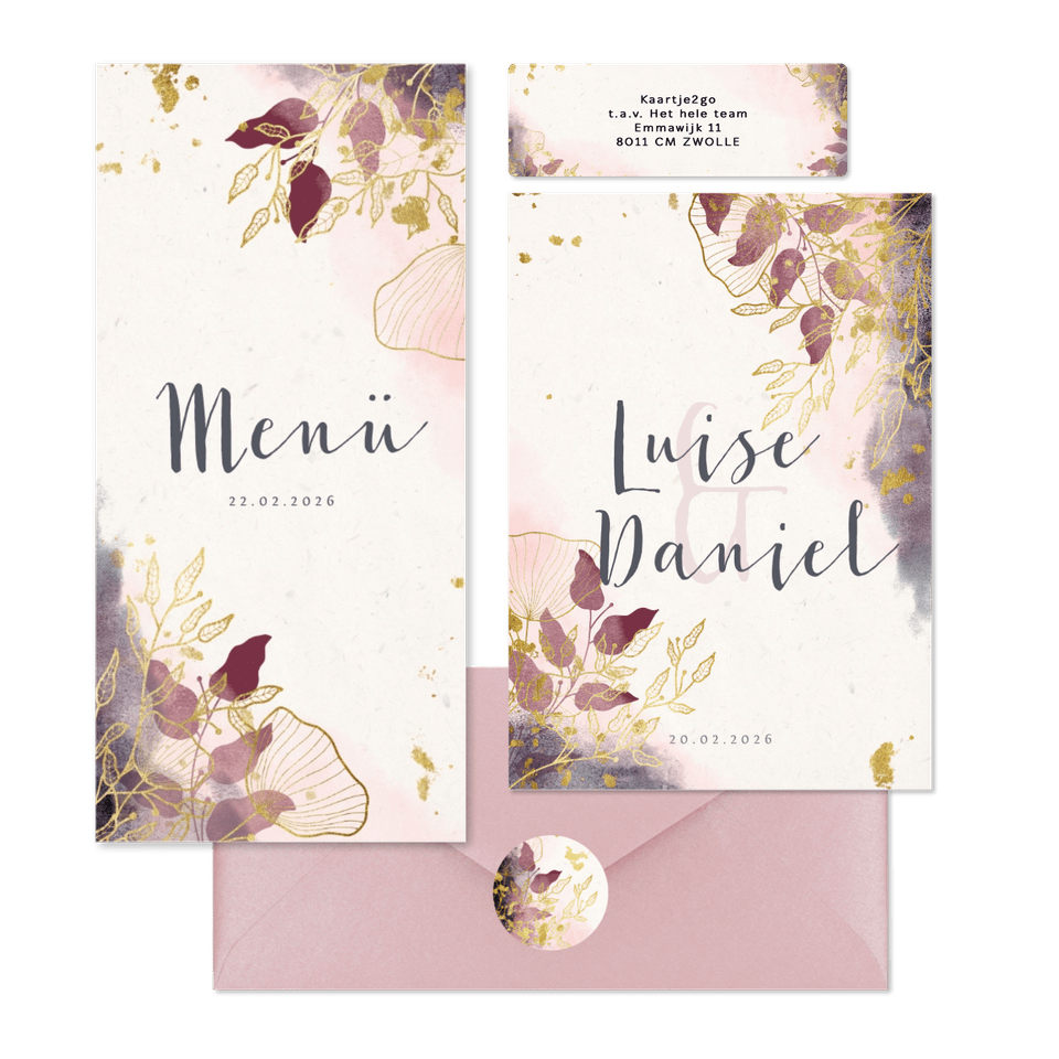 Hochzeitskarten Bohemian Zweige und Blätter