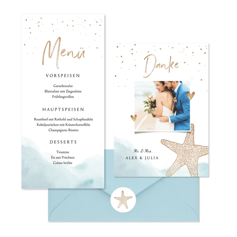 Hochzeitskartenset Strandfeeling Seestern
