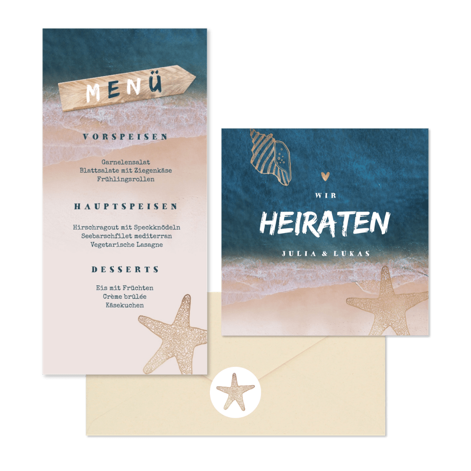 Hochzeitskartenset Strandhochzeit