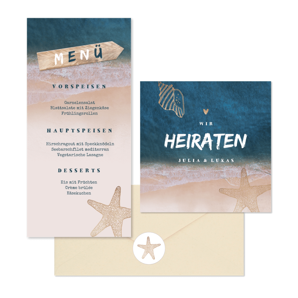 Hochzeitskartenset Strandhochzeit