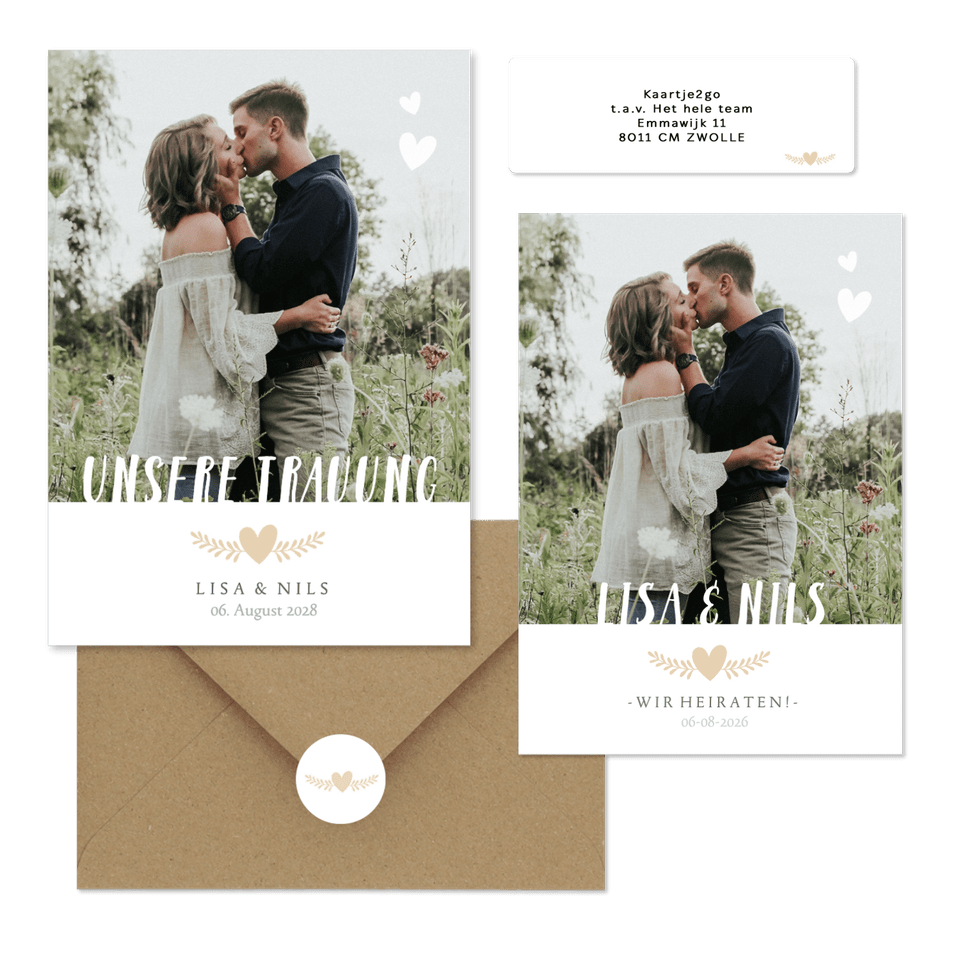 Hochzeitskartenset schlichte Fotoreihe