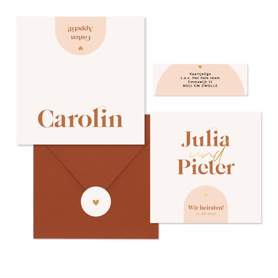 Hochzeit - Moderne Bogenformen grafisch Orange Pastell