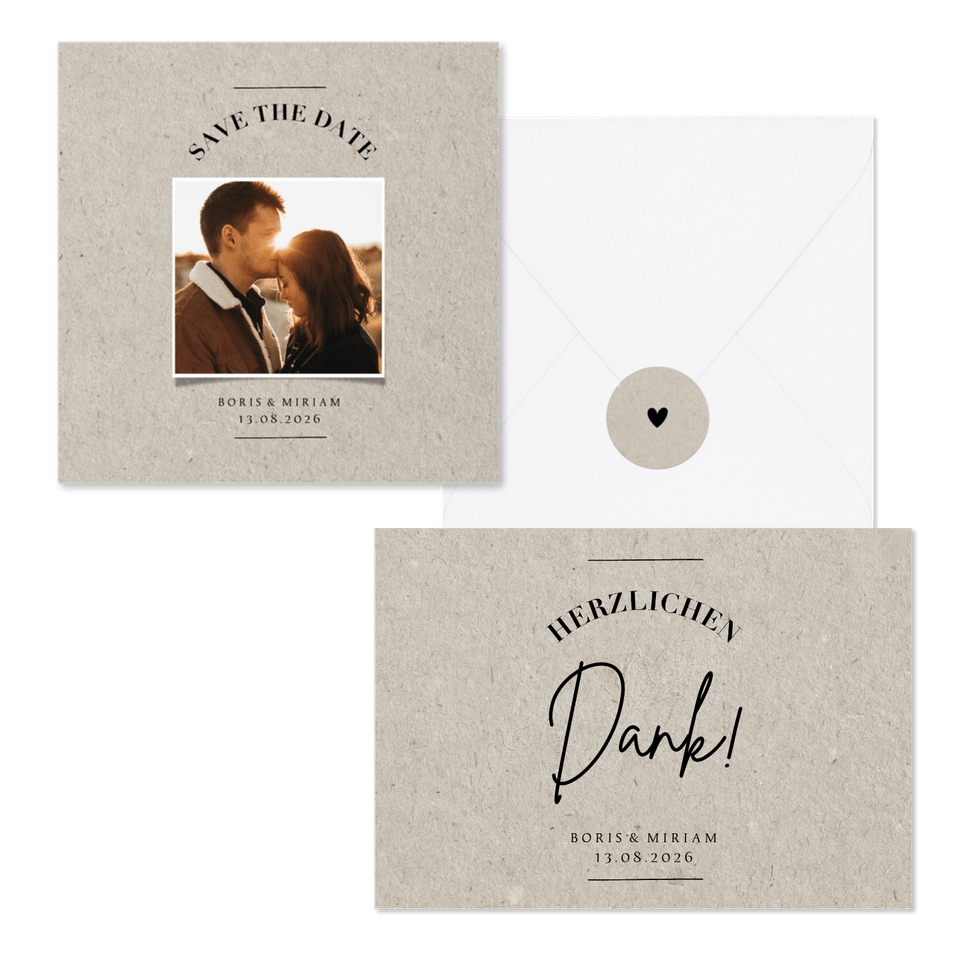 Hochzeitskartenset grauer Karton