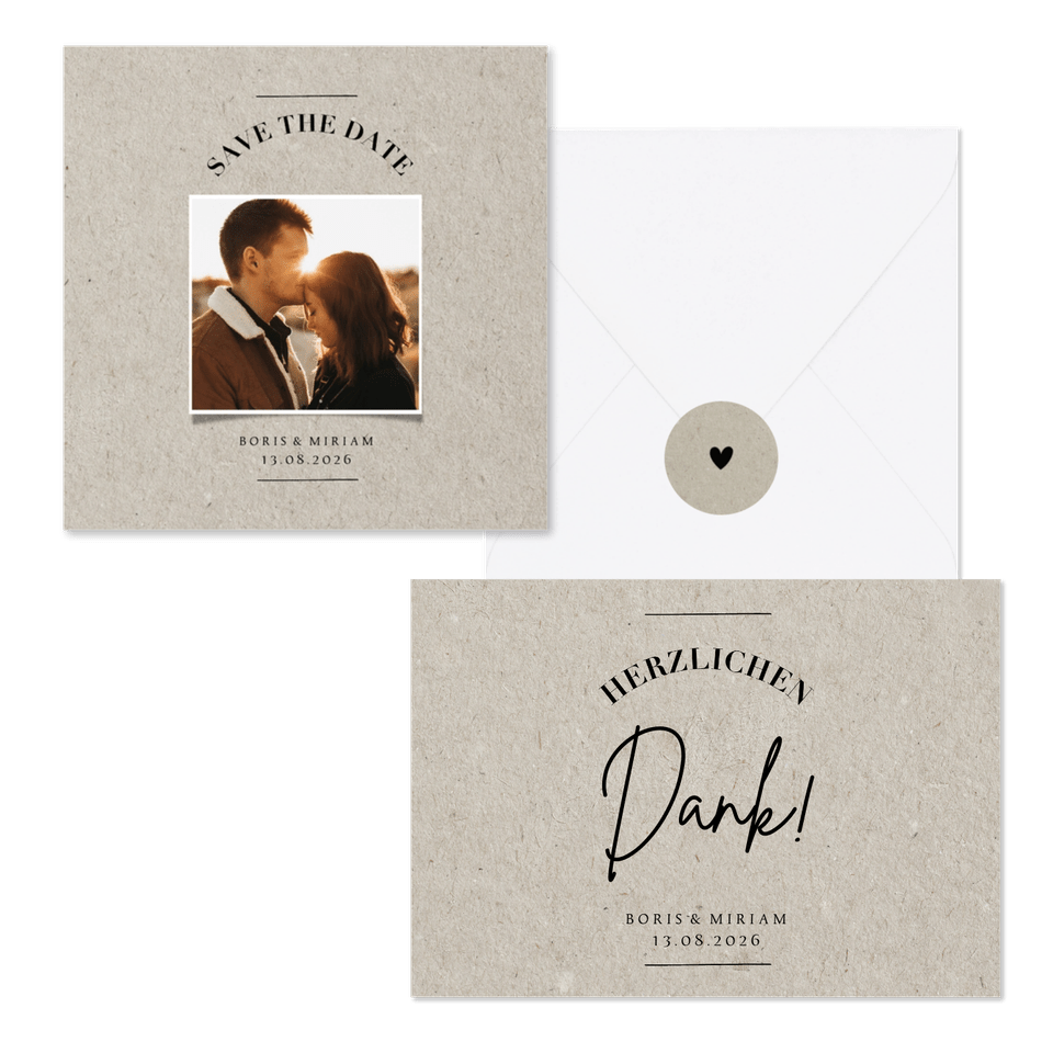 Hochzeitskartenset grauer Karton