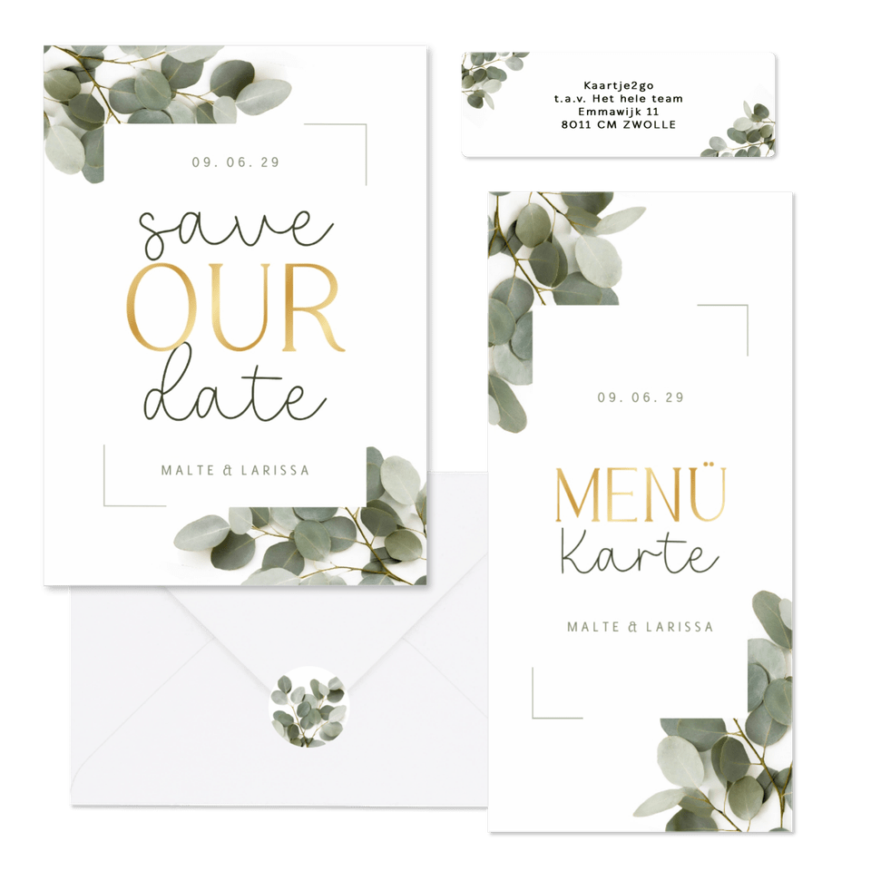 Hochzeit - Eukalyptuszweige & Schreibschrift