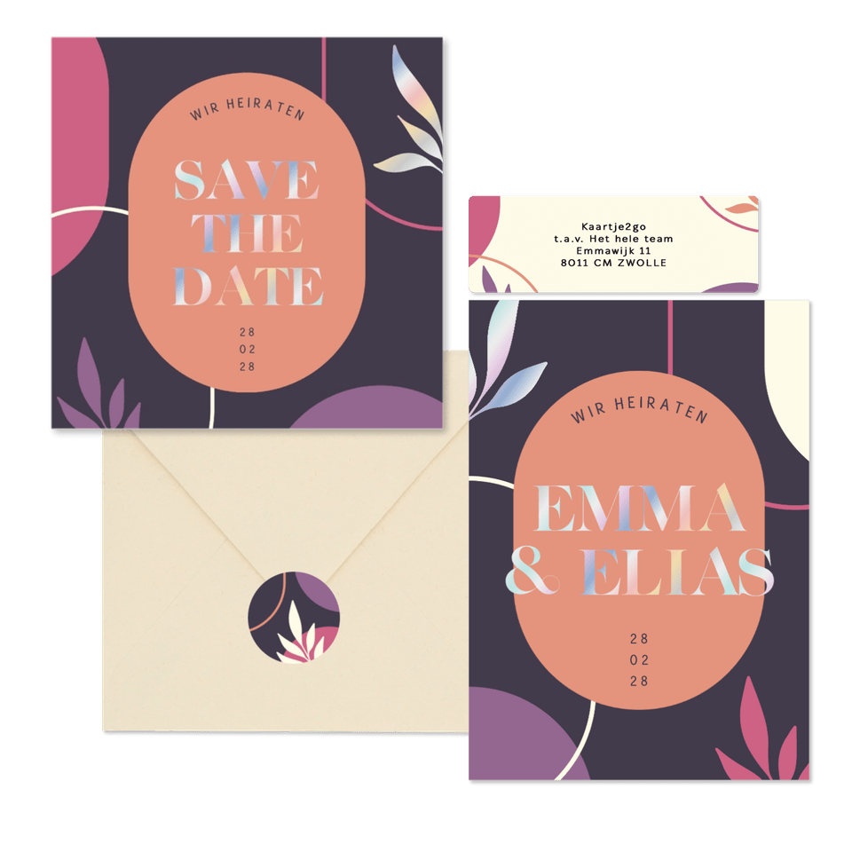 Hochzeitskartenset Abstrakt Holografischer Text