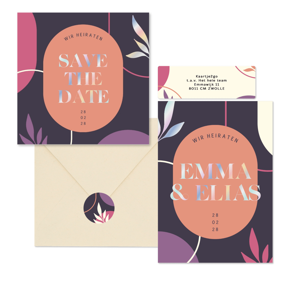 Hochzeitskartenset Abstrakt Holografischer Text