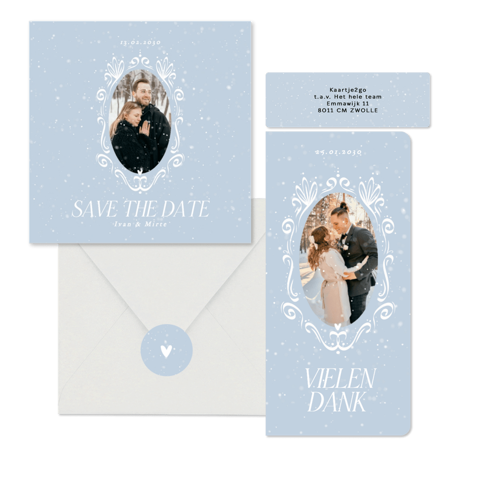 Hochzeit - Winterhochzeit Schneeflocken auf Blau romantische Ornamente