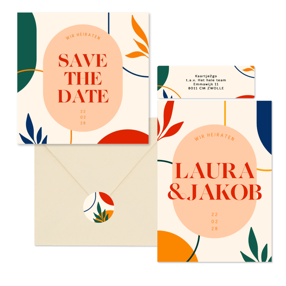 Hochzeitskartenset moderne Formen Abstrakt