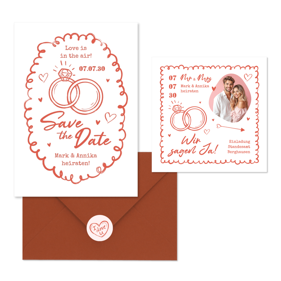 Hochzeit - Doodles rosa L
