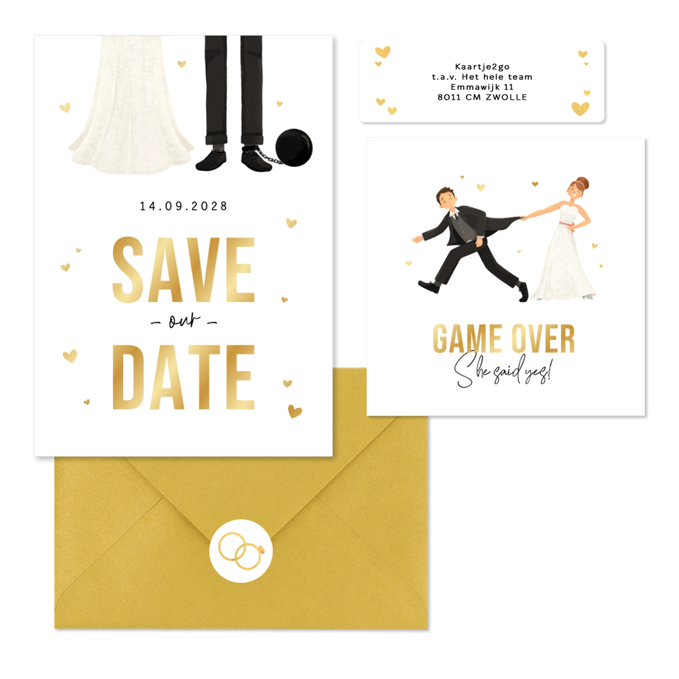 Hochzeitskartenset lustige Illustration 'Game over'