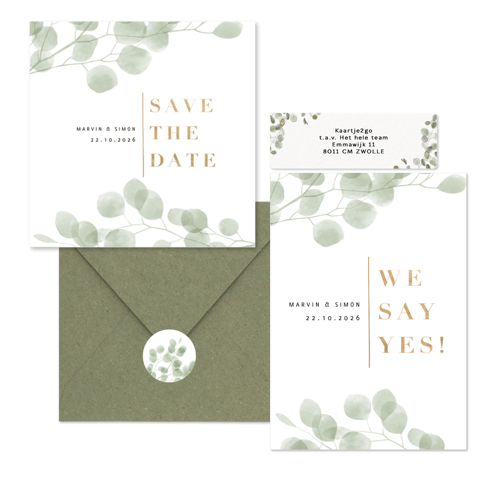 Hochzeitskartenset stilvoller Eukalyptus
