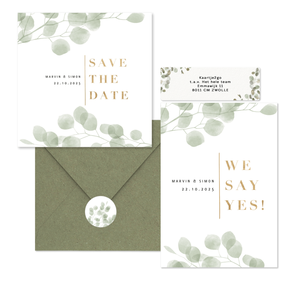 Hochzeitskartenset stilvoller Eukalyptus