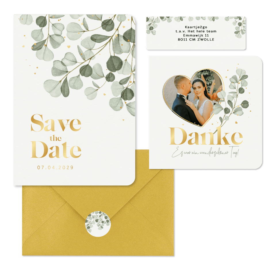 Hochzeit - Eukalyptus & Goldschrift