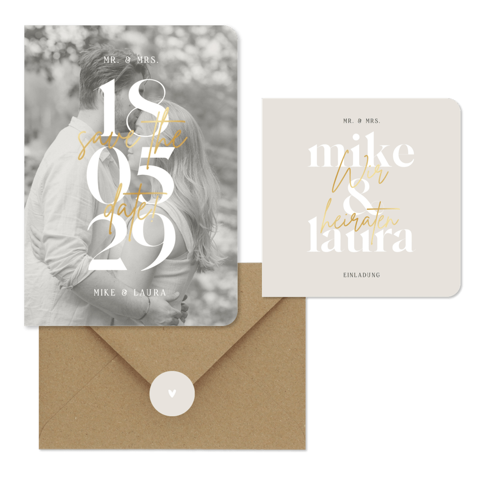 Hochzeit - Minimalistisch & Goldschrift