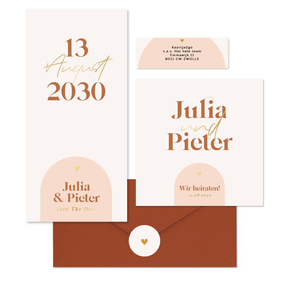 Hochzeit - Moderne Bogenformen grafisch Orange Pastell