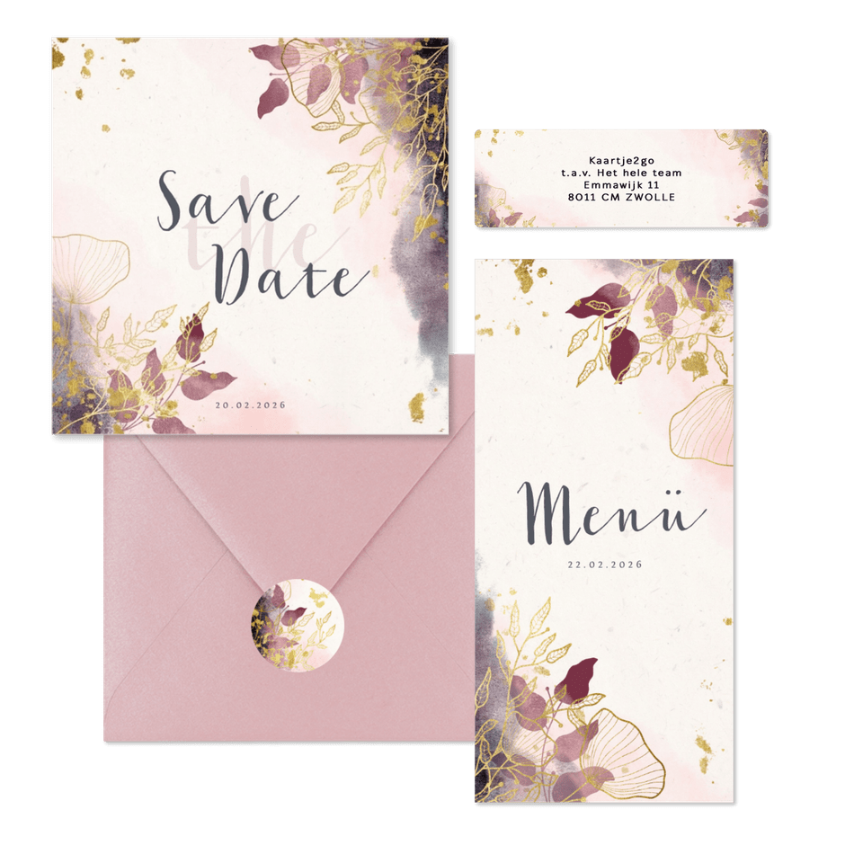 Hochzeitskarten Bohemian Zweige und Blätter