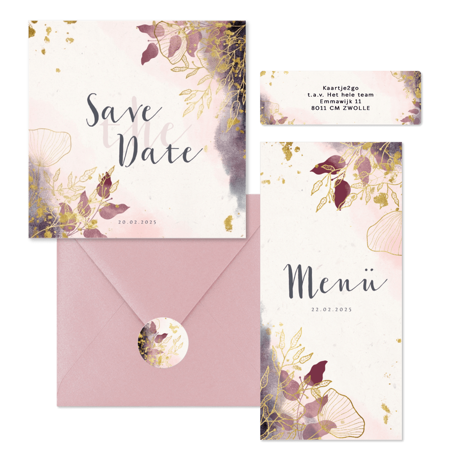 Hochzeitskarten Bohemian Zweige und Blätter