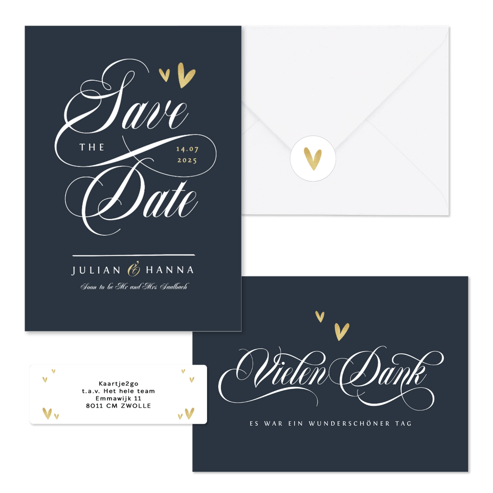 Hochzeitskartenset klassische Schreibschrift