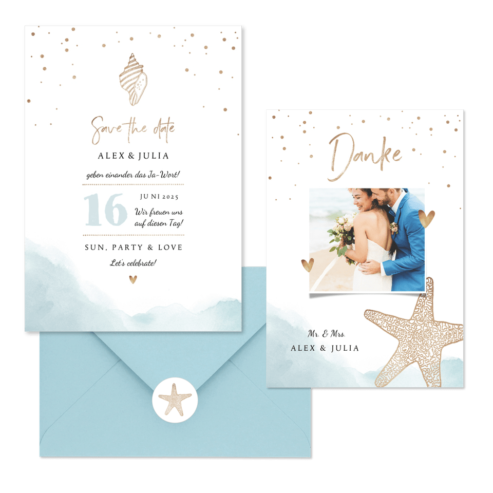 Hochzeitskartenset Strandfeeling Seestern
