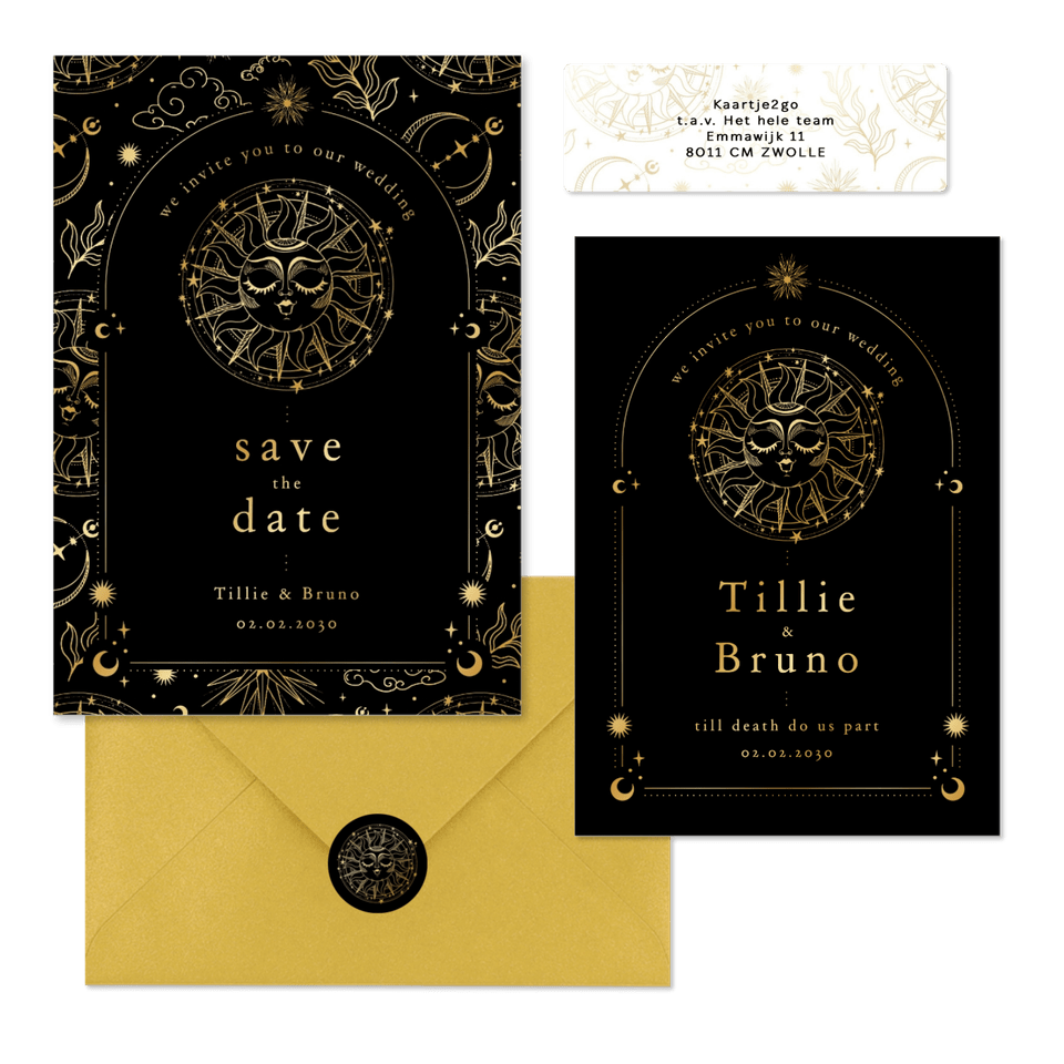 Hochzeit - Astrologie Symbole Schwarz Gold