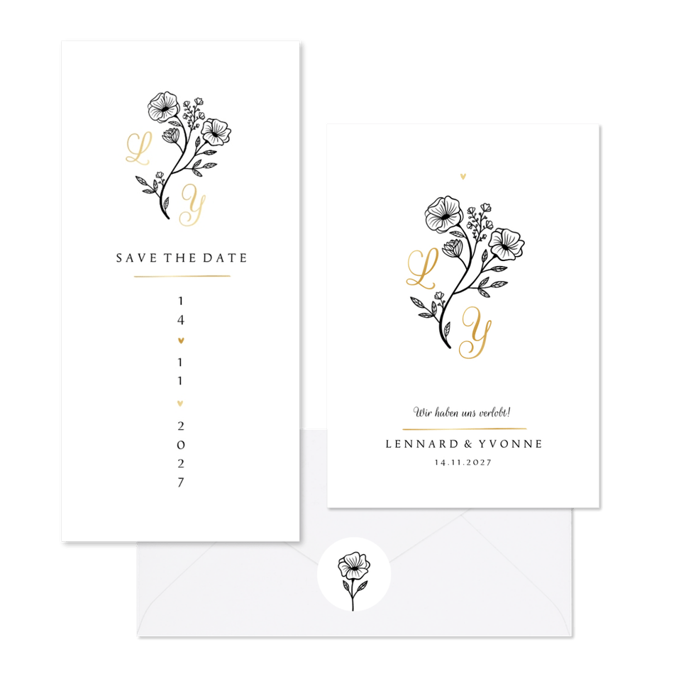 Hochzeit - Klassische Blumenillustration