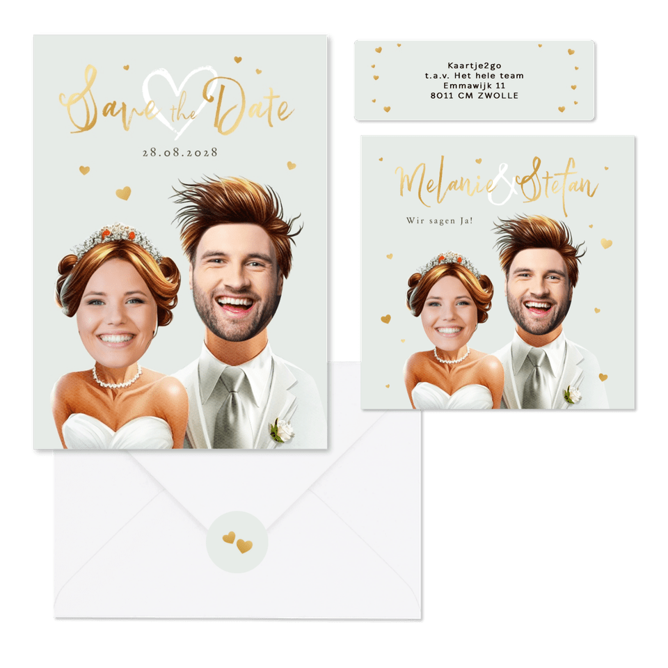 Hochzeitskartenset Lustige Porträts mit eigenen Fotos