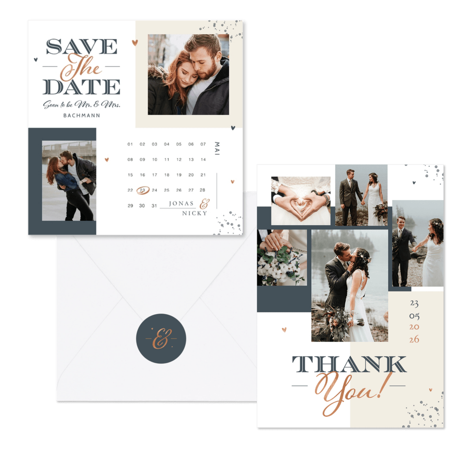 Hochzeitskartenset grafische Farbflächen