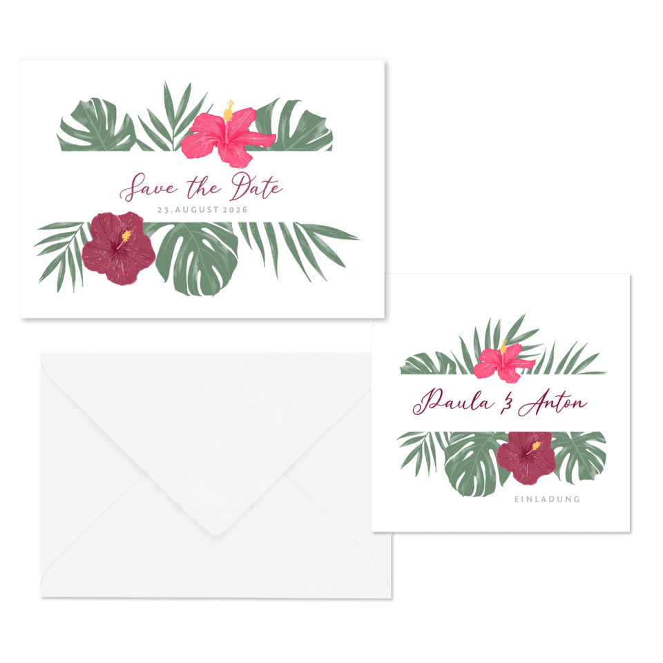 Hochzeitskartenset Papeterie mit Hibiskus