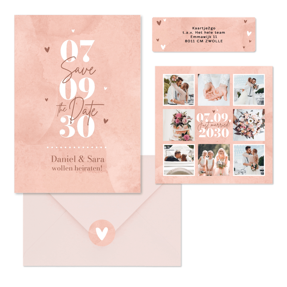 Hochzeit - Rosa Aquarell Typografie 