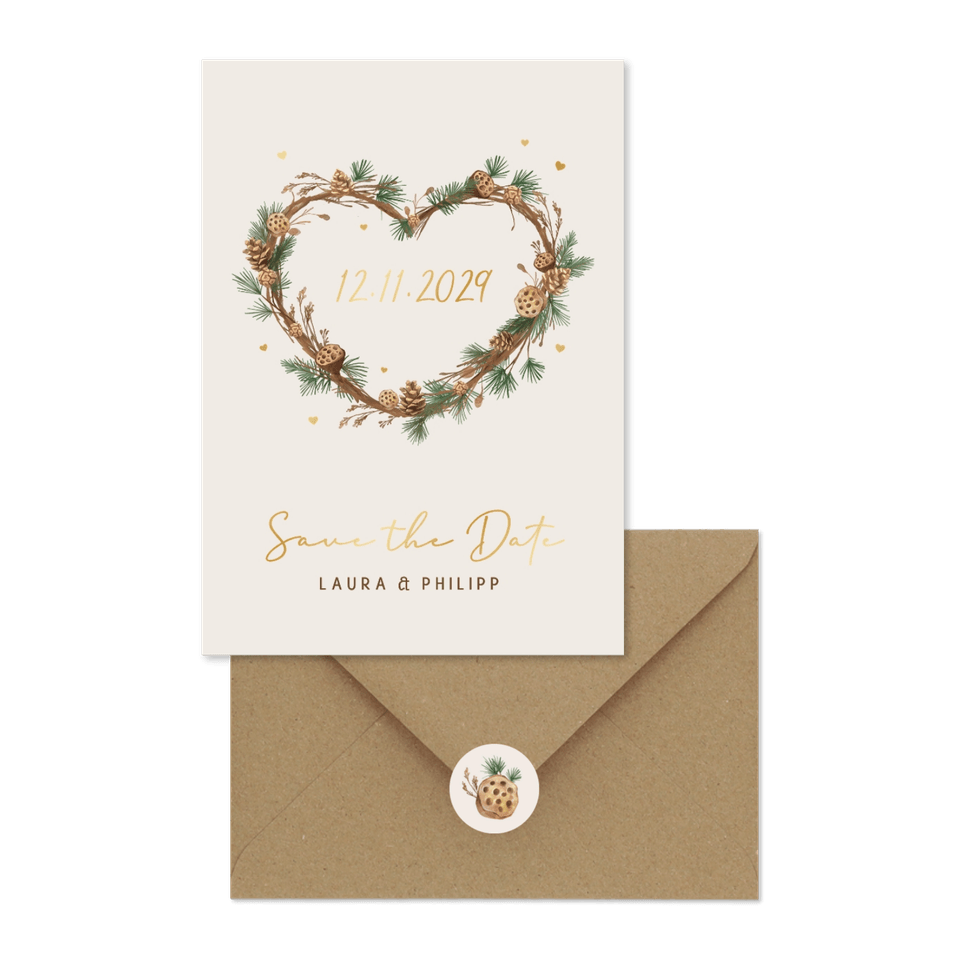 Hochzeit - Tannenzweige Herz Rahmen zur Winterhochzeit 