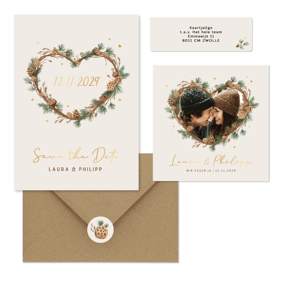 Hochzeit - Tannenzweige Herz Rahmen zur Winterhochzeit 