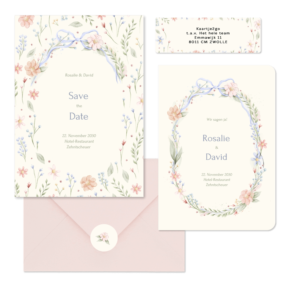 Hochzeit - Aquarell Blumenkranz mit Schleife Vintage