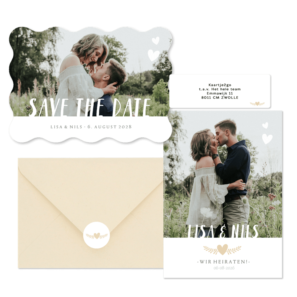 Hochzeitskartenset schlichte Fotoreihe