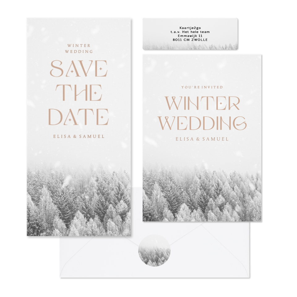Hochzeitskartenset weißer Winterwald