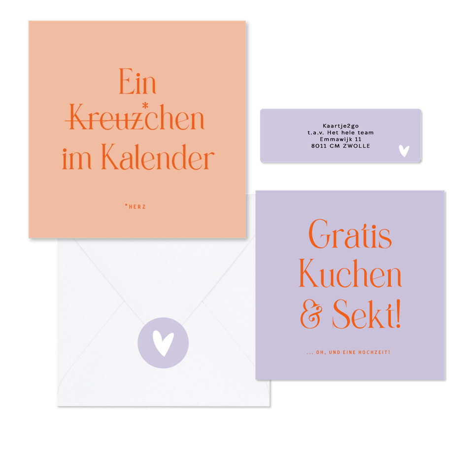 Hochzeitskartenset mit witzigen Texte