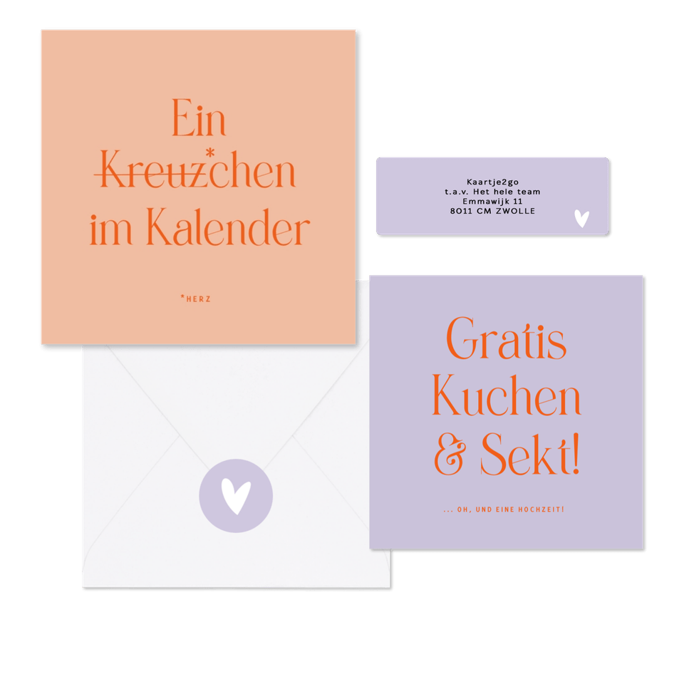 Hochzeitskartenset mit witzigen Texte