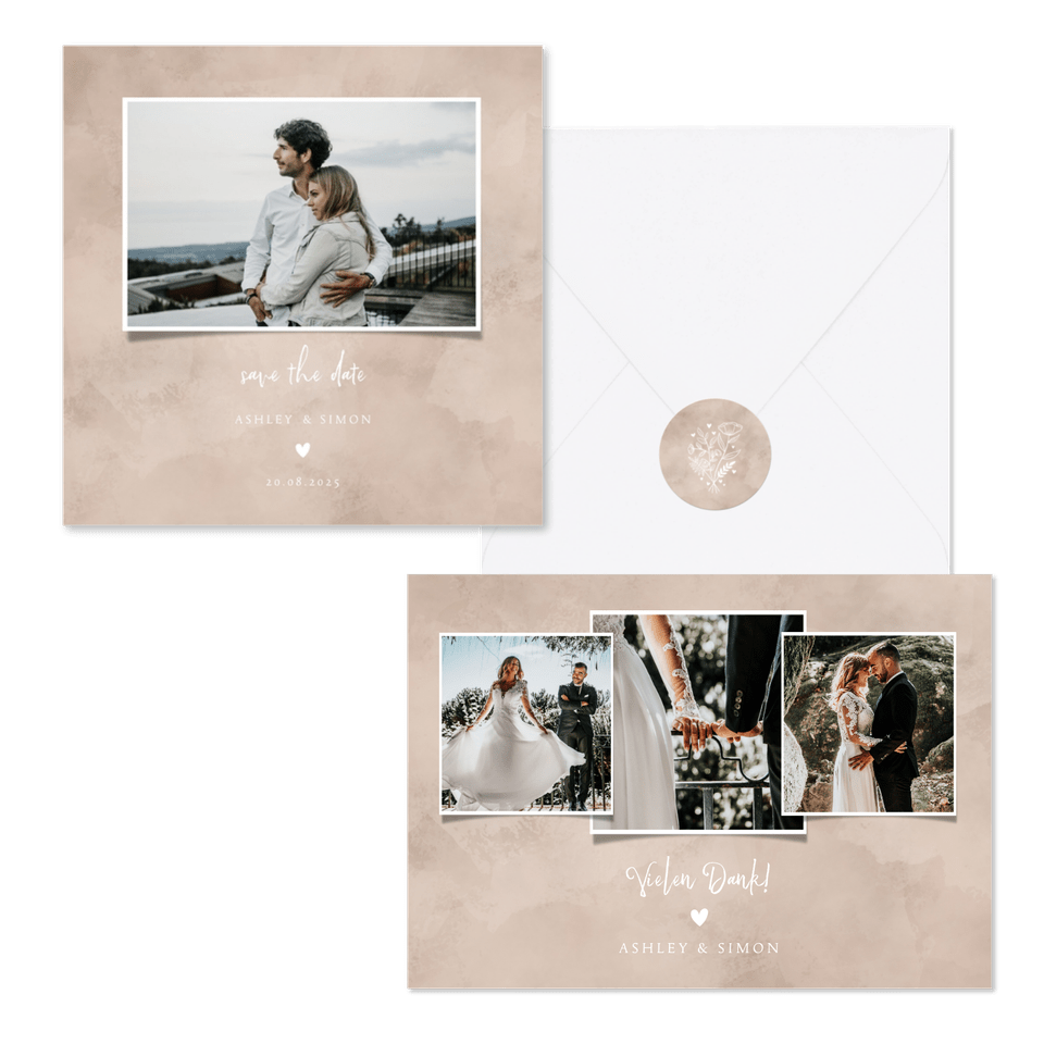 Hochzeitskartenset Altrosa Auqarell