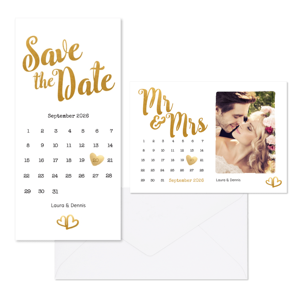 Hochzeitskartenset goldenes Handlettering