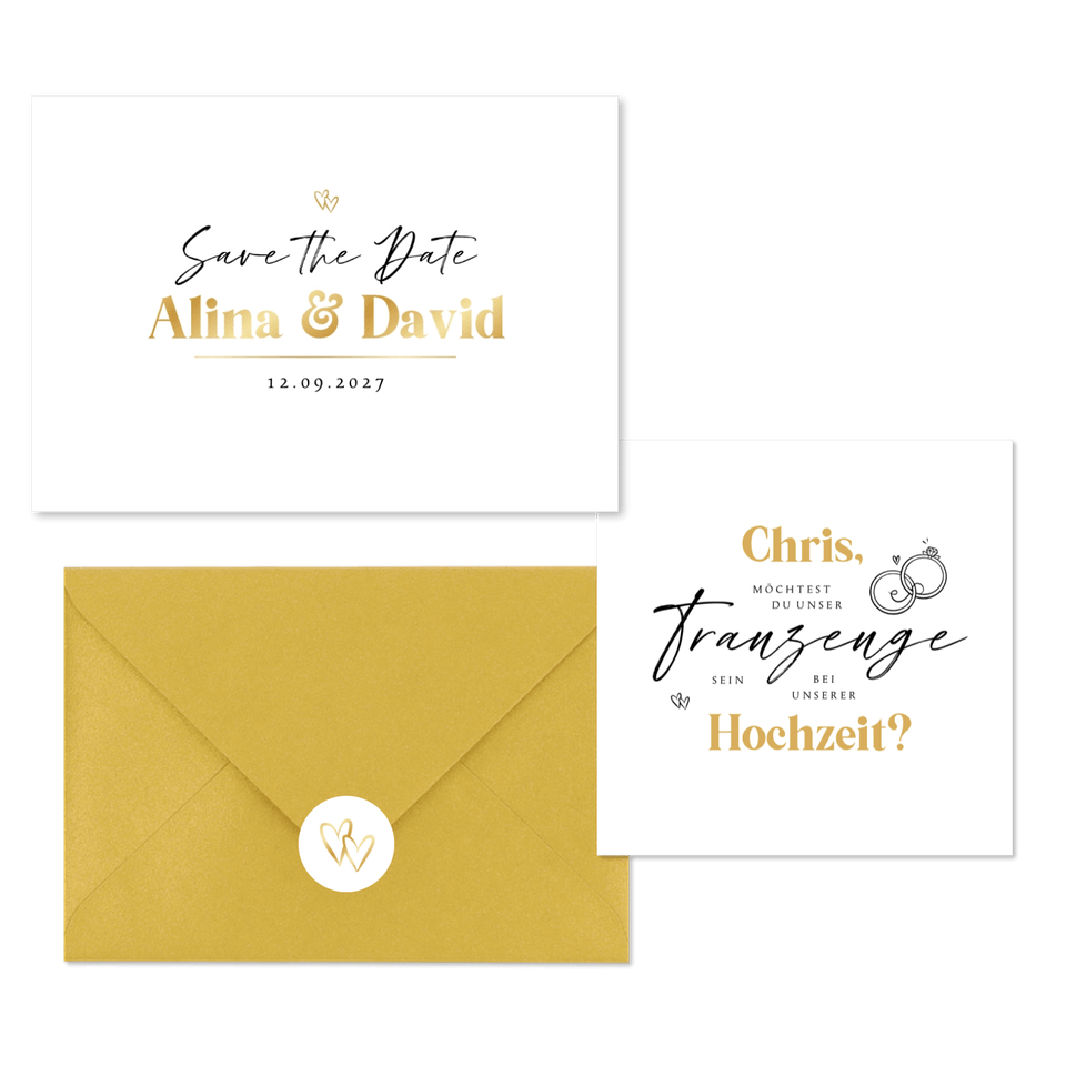 Hochzeitskartenset schlichter Schriftzug in Handschrift