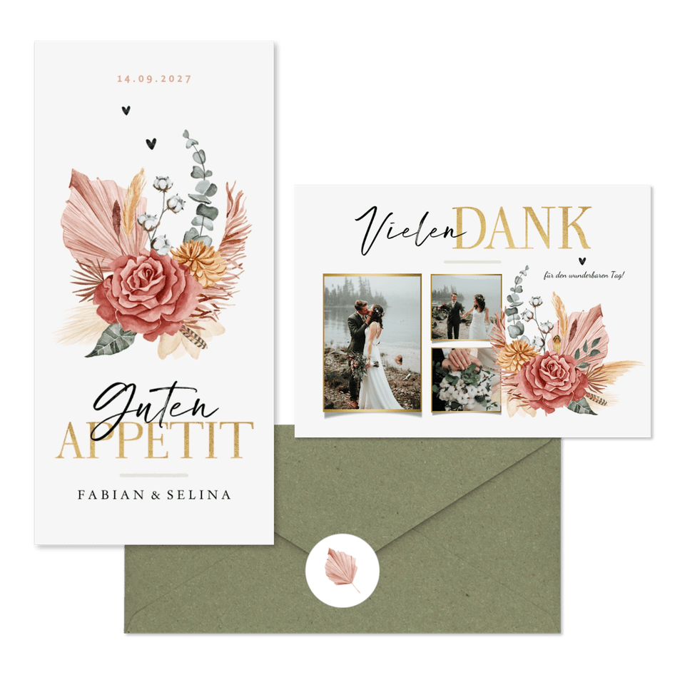 Hochzeitskartenset Bohemian Flowers