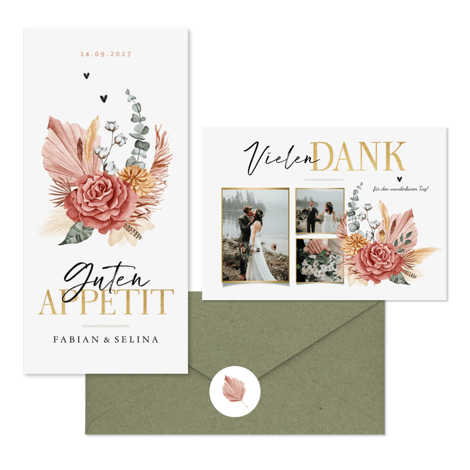 Hochzeitskartenset Bohemian Flowers