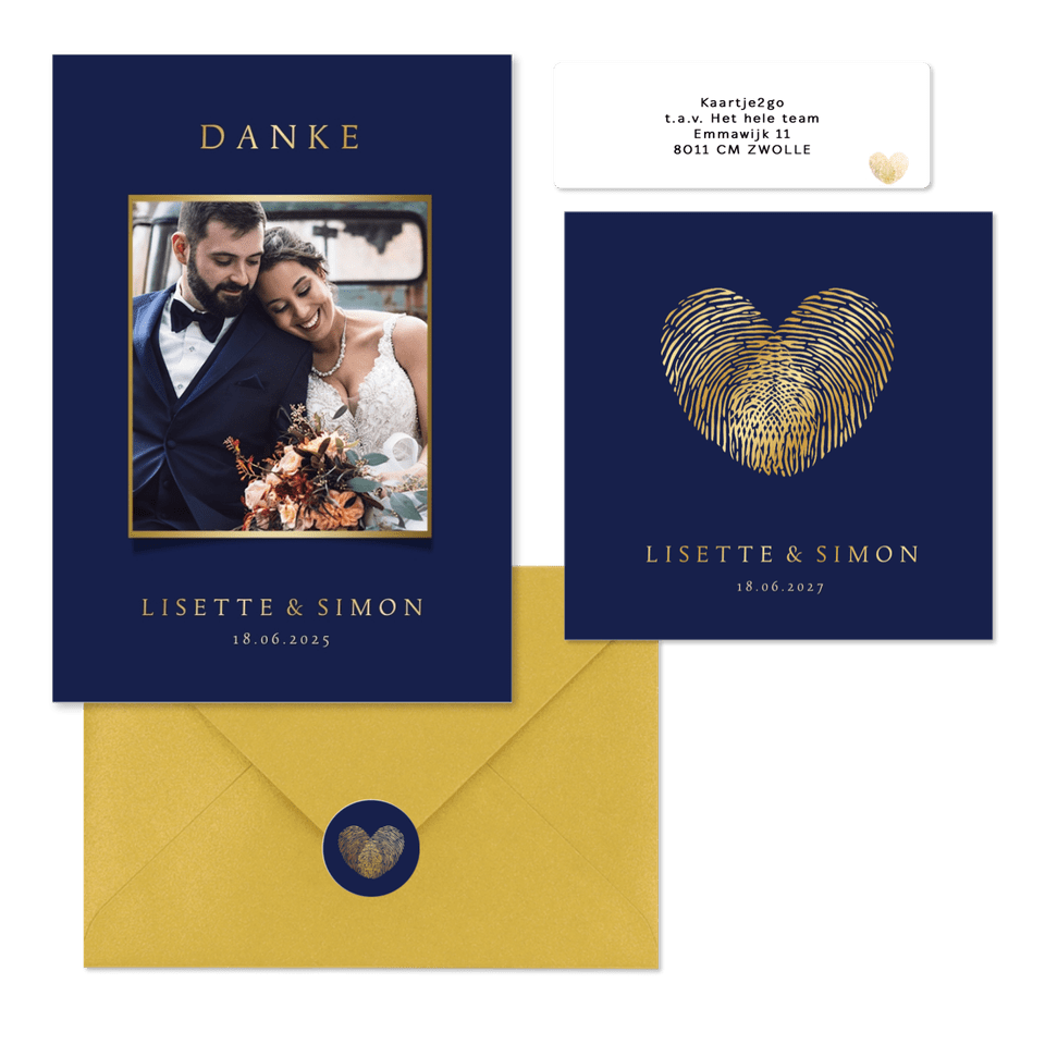 Hochzeitskartenset goldener Fingerabdruck