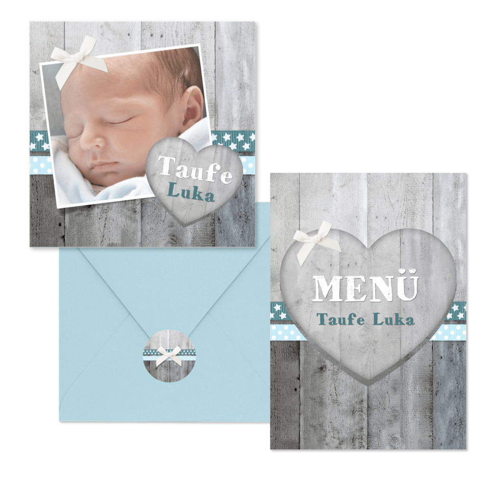 Taufe - Holzlook blau