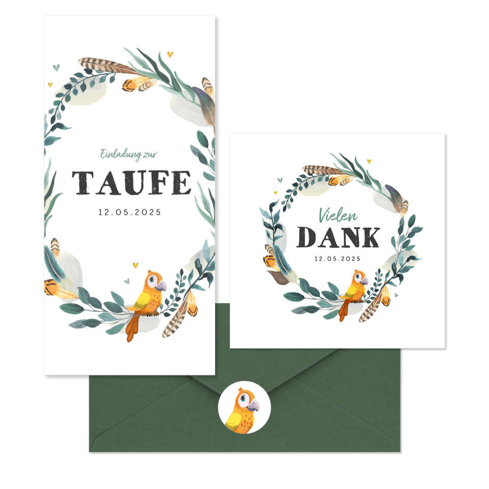 Taufe - Papagei Federkranz
