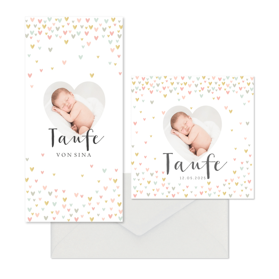 Taufe - Pastellherzen