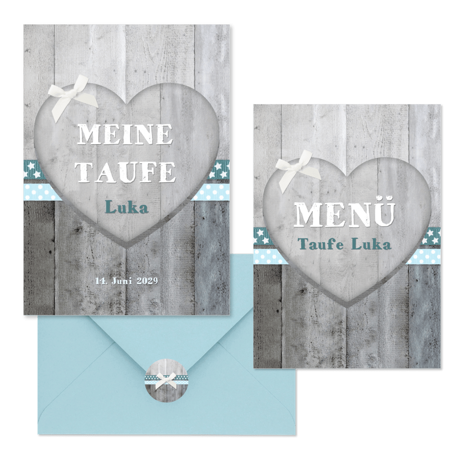 Taufe - Holzlook blau