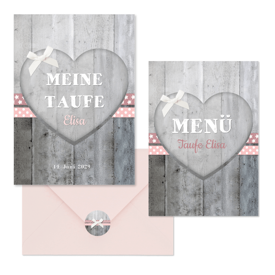Taufe - Holzlook rosa