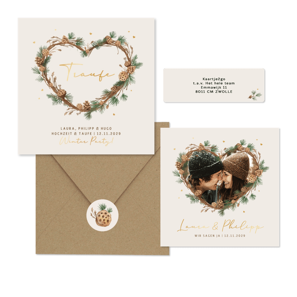 Hochzeit - Tannenzweige Herz Rahmen zur Winterhochzeit 