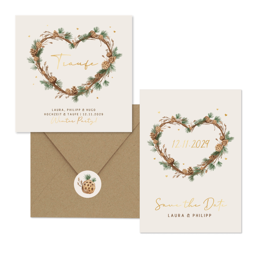 Hochzeit - Tannenzweige Herz Rahmen zur Winterhochzeit 